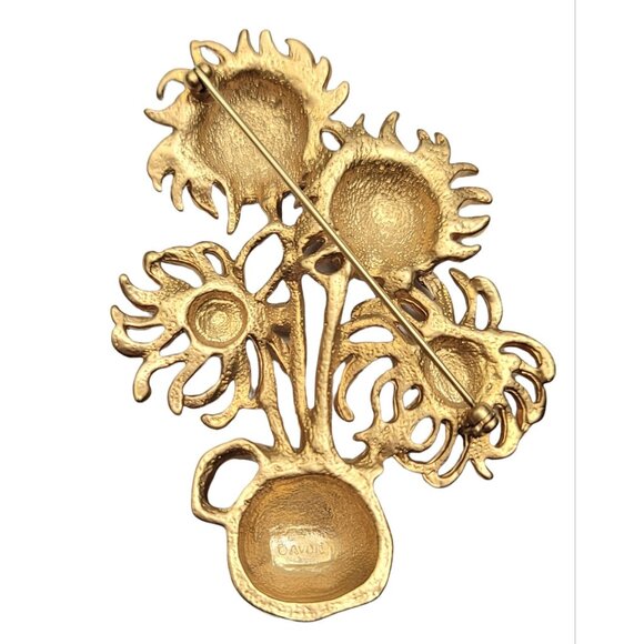 Yves Saint Laurent For AVON Van Gogh's Sunflower Painting Flower Pot Brooch - Picture 5 of 8